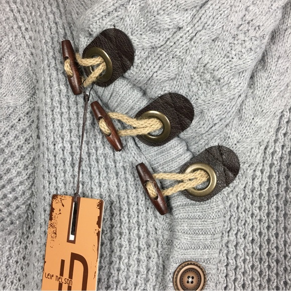 Leif Nelson Knitted Turtleneck Jacket - Winter Cardigan Sweaters Size M - Picture 8 of 14
